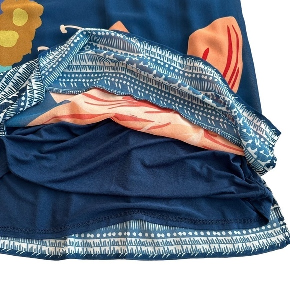 Soft Surroundings Dress Womens Size M Hibiscus Sheer lined Pockets Boho Coastal - Picture 12 of 15